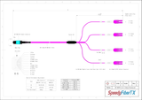8-Fiber Low Loss Non-Pinned MPO/UPC to 4 x LC Uniboot/UPC Duplex QSFP Type Breakout Cable | Corning ClearCurve OM4 Multimode Optical Fiber | Type B, Aqua MPO Connector, Magenta LC Uniboot Connector, Magenta OFNP Cable Jacket
