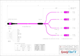 8-Fiber Low Loss Non-Pinned MPO/UPC to 4 x LC Uniboot/UPC Duplex QSFP Type Breakout Cable | Corning ClearCurve OM4 Multimode Optical Fiber | Type B, Magenta MPO Connector, Magenta LC Uniboot Connector, Magenta OFNP Cable Jacket
