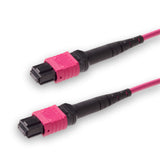 8-Fiber Low Loss Non-Pinned MPO/UPC to Non-Pinned MPO/UPC Jumper | Corning® ClearCurve® OM4 Multimode Optical Fiber | Type B, Magenta MPO-12 Connectors, Magenta Cable Jacket | LSZH Jacket