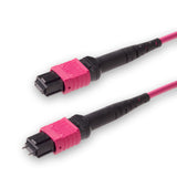 12-Fiber Low Loss Pinned MPO/UPC to Non-Pinned MPO/UPC Jumper | Corning® ClearCurve® OM4 Multimode Optical Fiber | Type A, Magenta MPO Connectors, Magenta Cable Jacket | LSZH Jacket