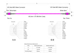 12-Fiber Low Loss Pinned MPO/UPC to Pinned MPO/UPC Jumper | Corning® ClearCurve® OM4 Multimode Optical Fiber | Type A, Magenta MPO Connectors, Magenta Cable Jacket | OFNP Jacket
