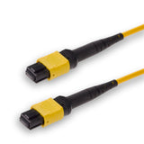 12-Fiber Low Loss Non-Pinned MPO/APC to Non-Pinned MPO/APC Jumper | Corning® SMF-28® Ultra Single-mode Optical Fiber | OS1/OS2 Compatible | Type B, Yellow MPO Connectors, Yellow Cable Jacket | OFNP Jacket