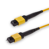 12-Fiber Low Loss Pinned MPO/APC to Non-Pinned MPO/APC Jumper | Corning® SMF-28® Ultra Single-mode Optical Fiber | OS1/OS2 Compatible | Type B, Yellow MPO Connectors, Yellow Cable Jacket | OFNP Jacket