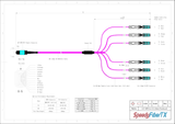12-Fiber Non-Pinned MPO-12/UPC to  6 x CS/UPC Breakout Cable | Corning® ClearCurve® OM4 Multimode Optical Fiber | Type B, Aqua MPO Connector, Aqua CS Connector, Magenta Cable Jacket | OFNR Jacket