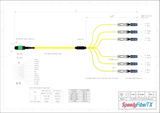 12-Fiber Non-Pinned MTP-12/APC to  6 x CS/UPC Breakout Cable | Corning® SMF-28® Ultra Single-mode Optical Fiber | OS1/OS2 Compatible | Type B, Green MTP Connector, Blue CS Connector, Yellow Cable Jacket | LSZH Jacket