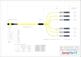 12-Fiber Non-Pinned MTP-12/APC to  6 x CS/UPC Breakout Cable | Corning® SMF-28® Ultra Single-mode Optical Fiber | OS1/OS2 Compatible | Type B, Yellow MTP Connector, Blue CS Connector, Yellow Cable Jacket | LSZH Jacket