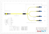 8-Fiber Non-Pinned MTP/APC to  4 x MDC/UPC Fanout Cable | Corning® SMF-28® Ultra Single-mode Optical Fiber | OS1/OS2 Compatible | Type B, Yellow MTP Connector, Blue MDC Connector, Yellow Cable Jacket | LSZH Jacket
