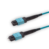 12-Fiber Elite Pinned MTP®/UPC to Non-Pinned MTP®/UPC Jumper | Corning® ClearCurve® OM4 Multimode Optical Fiber | Type B, Aqua MTP® Connectors, Aqua Cable Jacket | LSZH Jacket
