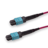 12-Fiber Elite Non-Pinned MTP®/UPC to Non-Pinned MTP®/UPC Jumper | Corning® ClearCurve® OM4 Multimode Optical Fiber | Type B, Aqua MTP® Connectors, Magenta Cable Jacket | OFNP Jacket