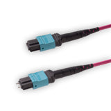 12-Fiber Elite Pinned MTP®/UPC to Non-Pinned MTP®/UPC Jumper | Corning® ClearCurve® OM4 Multimode Optical Fiber | Type A, Aqua MTP® Connectors, Magenta Cable Jacket | OFNP Jacket