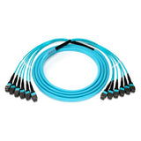 72-Fiber Elite Non-Pinned MTP® to MTP® Trunk Cable with Corning® ClearCurve® OM4 Multimode Fiber, Type B polarity, Magenta Jacket and Aqua Connectors on both ends