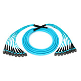 96-Fiber Elite Non-Pinned MTP® to MTP® Trunk Cable with Corning® ClearCurve® OM3 Multimode Fiber, Type B polarity, Aqua Jacket and Aqua Connectors on both ends