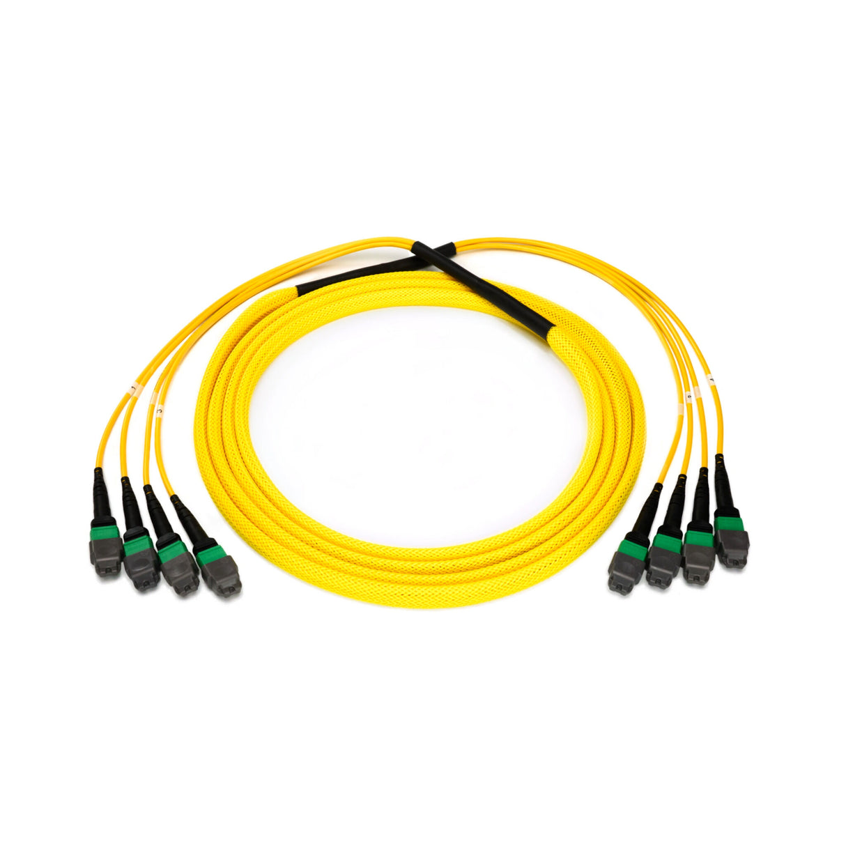 48-Fiber Elite Non-Pinned MTP® to MTP® Trunk Cable with Corning® SMF-28® Ultra Singlemode Fiber, Type B polarity, Yellow Jacket and Green Connectors on both ends