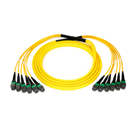 72-Fiber Elite Non-Pinned MTP® to MTP® Trunk Cable with Corning® SMF-28® Ultra Singlemode Fiber, Type B polarity, Yellow Jacket and Green Connectors on both ends