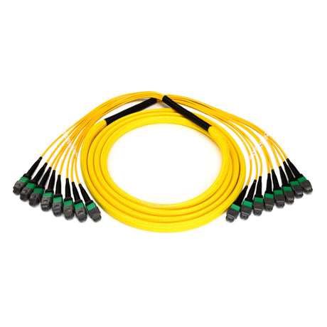 96-Fiber Elite Non-Pinned MTP® to MTP® Trunk Cable with Corning® SMF-28® Ultra Singlemode Fiber, Type B polarity, Yellow Jacket and Green Connectors on both ends