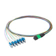Elite Non-Pinned MTP® to 12xLC Breakout Cable with Corning® SMF-28® Ultra Fiber, optimized for high-density data centers, featuring a Green MTP® Connector and 900μm 12-Colored Hytrel® Fiber Tube for 40GBASE-PLR4 & 100GBASE-PSM4 applications.