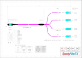 8-Fiber Elite Non-Pinned MTP/UPC to 4 x LC Uniboot/UPC Duplex QSFP Type Breakout Cable | Corning ClearCurve OM4 Multimode Optical Fiber | Type B, Aqua MTP Connector, Aqua LC Uniboot Connector, Magenta OFNP Cable Jacket
