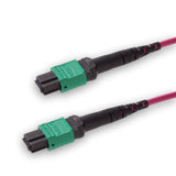 8-Fiber Elite Non-Pinned MTP®/APC to Non-Pinned MTP®/APC Jumper | Corning® ClearCurve® OM4 Multimode Optical Fiber | Type B, Green MTP®-12 Connectors, Magenta Cable Jacket | LSZH Jacket
