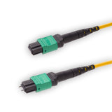 12-Fiber Elite Pinned MTP®/APC to Non-Pinned MTP®/APC Jumper | Corning® SMF-28® Ultra Single-mode Optical Fiber | OS1/OS2 Compatible | Type A, Green MTP® Connectors, Yellow Cable Jacket | LSZH Jacket