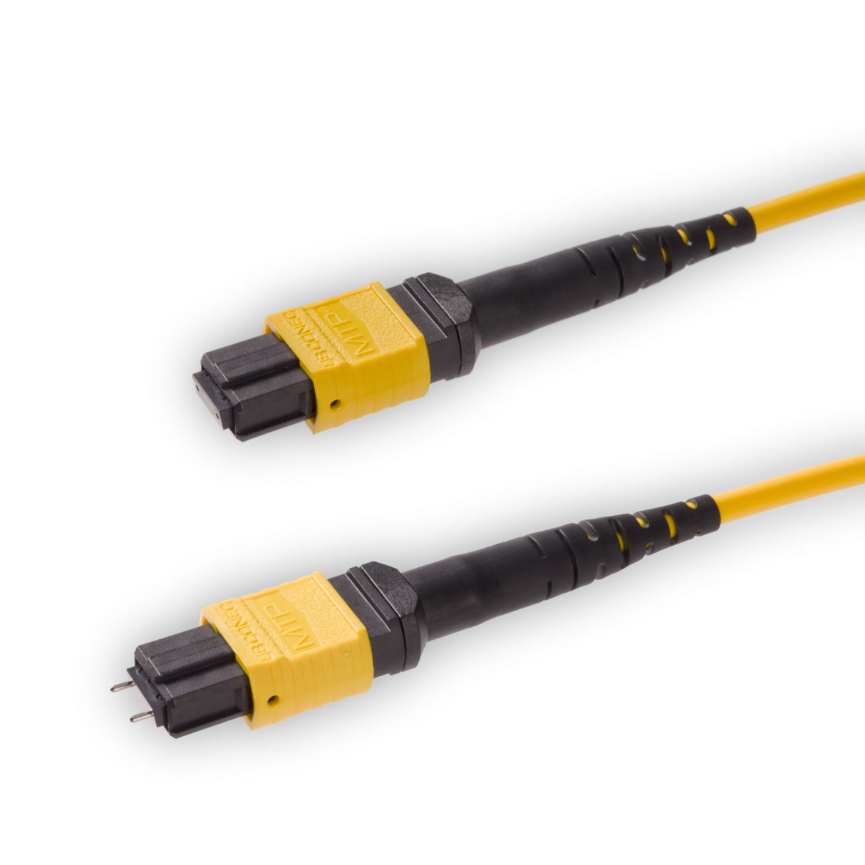 12-Fiber Elite Pinned MTP®/APC to Non-Pinned MTP®/APC Jumper | Corning® SMF-28® Ultra Single-mode Optical Fiber | OS1/OS2 Compatible | Type B, Yellow MTP® Connectors, Yellow Cable Jacket | LSZH Jacket