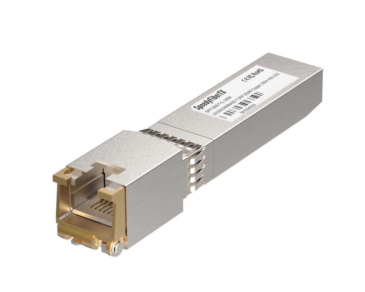 Cisco Compatible 10/100/1000BASE-T Industrial SFP Copper Transceiver Module, SGMII Interface, RJ-45 Connector, 100m Reach, Ideal for Enterprise and Industrial Networks.