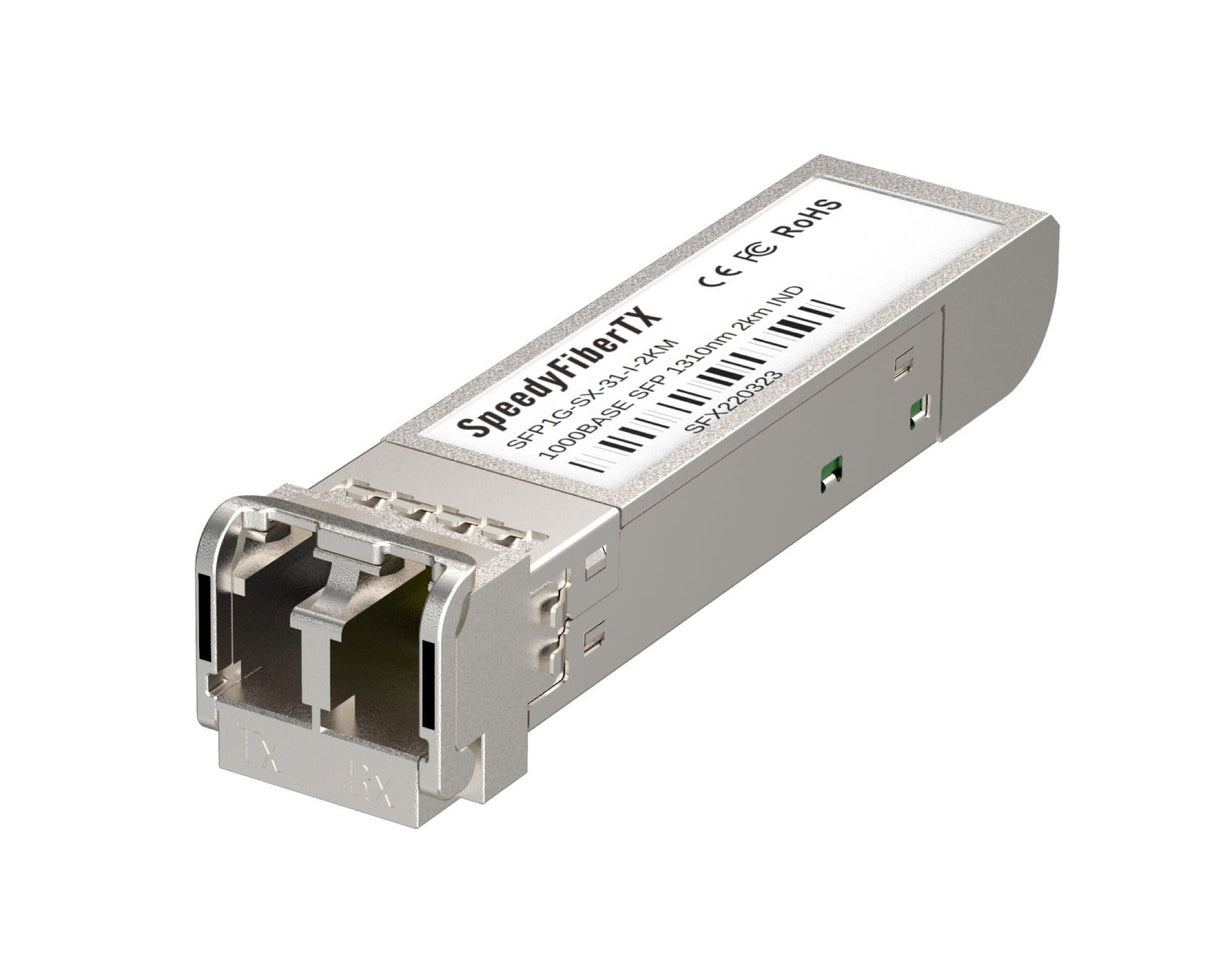 Cisco Compatible 1000BASE-SX Industrial SFP Module, SMF/MMF LC Duplex Connector, 1310nm Wavelength, 2km Reach, with DOM Support.