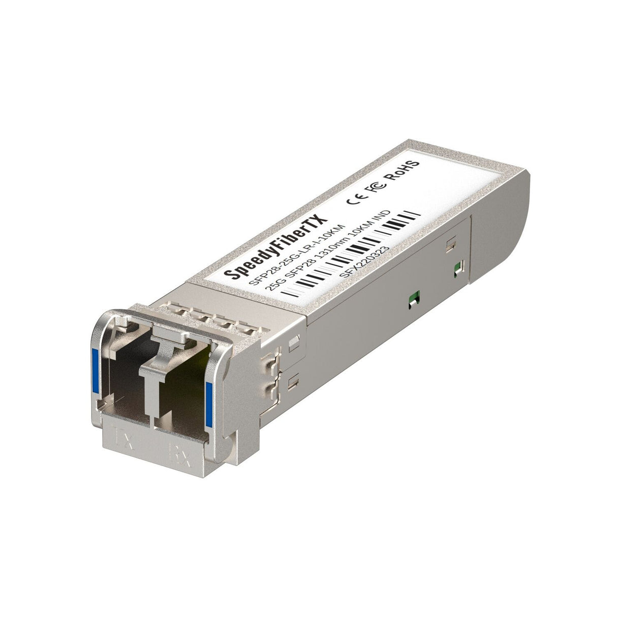 SpeedyFiberTX 25GBASE-LR SFP28 1310nm 10km DOM Duplex LC/UPC SMF Optical Transceiver Module for 5G Wireless (Industrial)