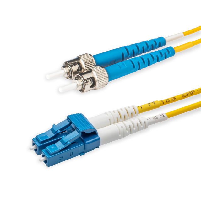 SpeedyFiberTX  LC/UPC to ST/UPC Single-Mode Duplex  Fiber Patch Cable | Corning SMF-28 Ultra Fiber | OS1/OS2 Compatible