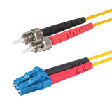 Ultra Low Loss 0.1dB LC/UPC to ST/UPC Single-mode Duplex Fiber Patch Cable | Corning SMF-28 Ultra Fiber | Red and Black Boots | OS1/OS2 Compatible | OFNR Jacket
