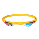 Ultra Low Loss 0.1dB SC/UPC to FC/UPC Single-mode Duplex Fiber Patch Cable | Corning SMF-28 Ultra Fiber | Red and Black Boots | OS1/OS2 Compatible | OFNR Jacket