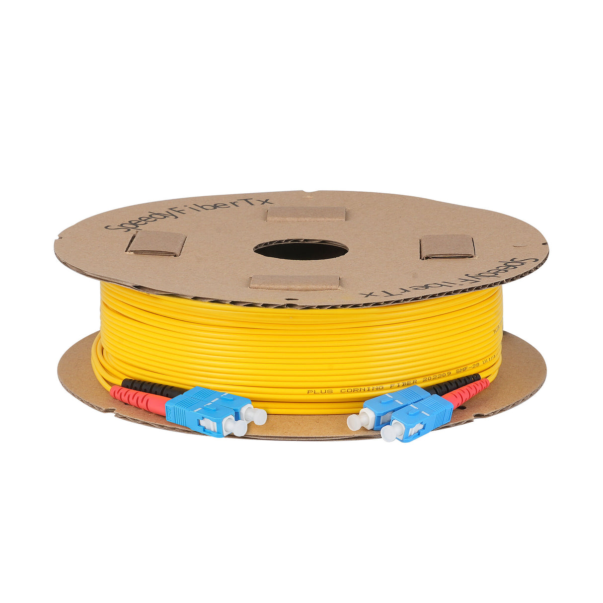 Ultra Low Loss 0.1dB SC/UPC to SC/UPC Single-mode Duplex Fiber Patch Cable | Corning SMF-28 Ultra Fiber | Red and Black Boots | OS1/OS2 Compatible | OFNR Jacket