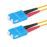 Ultra Low Loss 0.1dB SC/UPC to SC/UPC Single-mode Duplex Fiber Patch Cable | Corning SMF-28 Ultra Fiber | Red and Black Boots | OS1/OS2 Compatible | OFNR Jacket