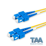TAA合規 | 電信級 0.2dB 單模雙工 SC/UPC to SC/UPC 光纖跳線 | 康寧纖芯 | OFNR 外被