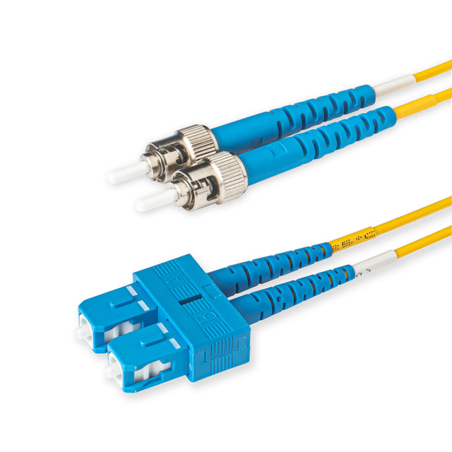 SpeedyFiberTX  SC/UPC to ST/UPC Single-Mode Duplex  Fiber Patch Cable | Corning SMF-28 Ultra Fiber | OS1/OS2 Compatible