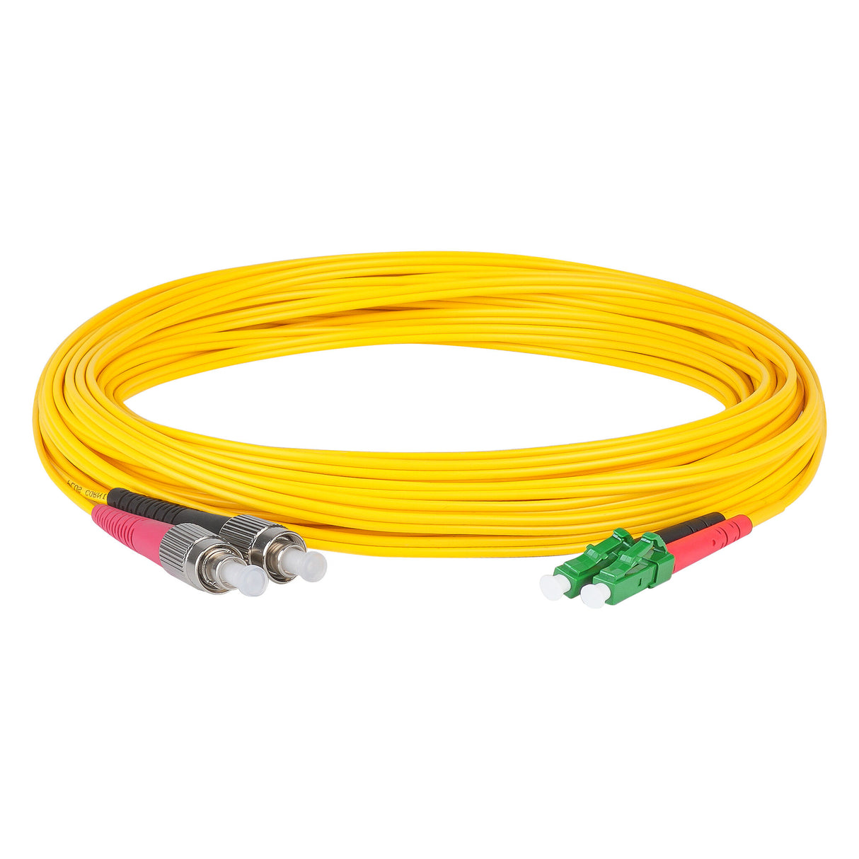 Ultra Low Loss 0.1dB LC/APC to FC/UPC Single-mode Duplex Fiber Patch Cable | Corning SMF-28 Ultra Fiber | Red and Black Boots | OS1/OS2 Compatible | OFNR Jacket