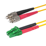 Ultra Low Loss 0.1dB LC/APC to FC/UPC Single-mode Duplex Fiber Patch Cable | Corning SMF-28 Ultra Fiber | Red and Black Boots | OS1/OS2 Compatible | OFNR Jacket