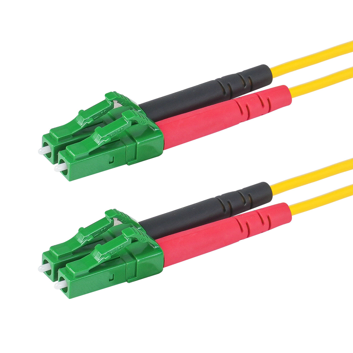 Ultra Low Loss 0.1dB LC/APC to LC/APC Single-mode Duplex Fiber Patch Cable | Corning SMF-28 Ultra Fiber | Red and Black Boots | OS1/OS2 Compatible | OFNR Jacket