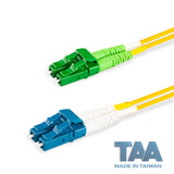TAA合規 | 電信級 0.2dB 單模雙工 LC/APC to LC/UPC 光纖跳線 | 康寧纖芯 | OFNR 外被