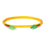 Ultra Low Loss 0.1dB LC/APC to SC/APC Single-mode Duplex Fiber Patch Cable | Corning SMF-28 Ultra Fiber | Red and Black Boots | OS1/OS2 Compatible | OFNR Jacket