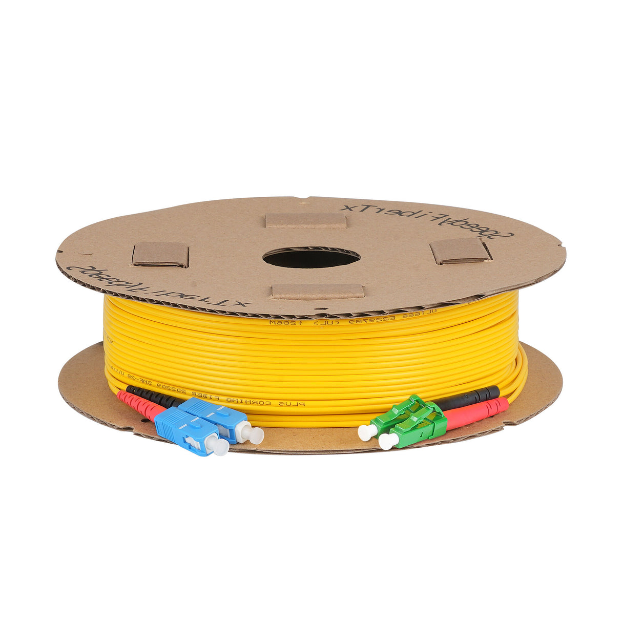 Ultra Low Loss 0.1dB LC/APC to SC/UPC Single-mode Duplex Fiber Patch Cable | Corning SMF-28 Ultra Fiber | Red and Black Boots | OS1/OS2 Compatible | OFNR Jacket