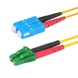 Ultra Low Loss 0.1dB LC/APC to SC/UPC Single-mode Duplex Fiber Patch Cable | Corning SMF-28 Ultra Fiber | Red and Black Boots | OS1/OS2 Compatible | OFNR Jacket