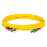 Ultra Low Loss 0.1dB LC/APC to ST/UPC Single-mode Duplex Fiber Patch Cable | Corning SMF-28 Ultra Fiber | Red and Black Boots | OS1/OS2 Compatible | OFNR Jacket