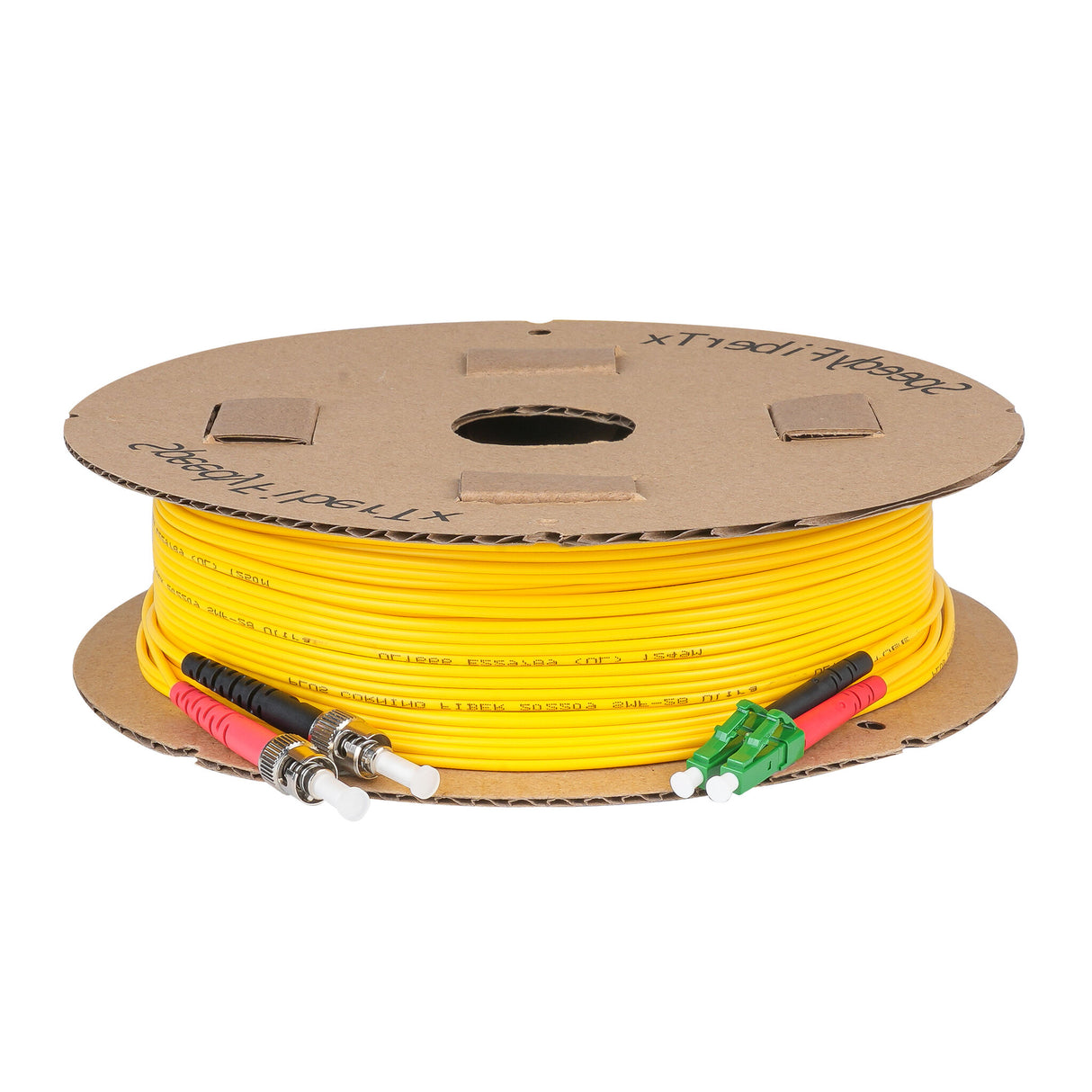 Ultra Low Loss 0.1dB LC/APC to ST/UPC Single-mode Duplex Fiber Patch Cable | Corning SMF-28 Ultra Fiber | Red and Black Boots | OS1/OS2 Compatible | OFNR Jacket