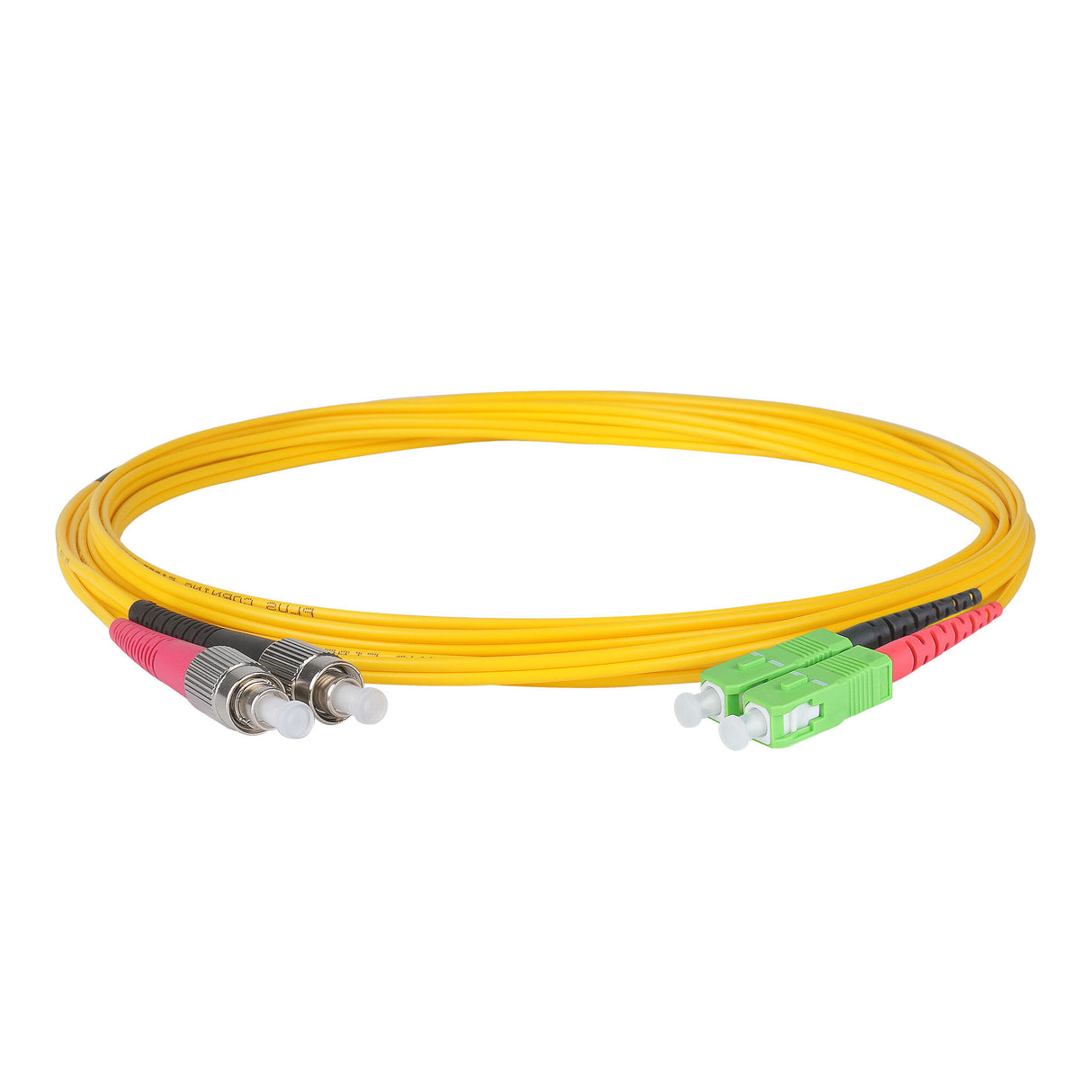 Ultra Low Loss 0.1dB SC/APC to FC/APC Single-mode Duplex Fiber Patch Cable | Corning SMF-28 Ultra Fiber | Red and Black Boots | OS1/OS2 Compatible | OFNR Jacket