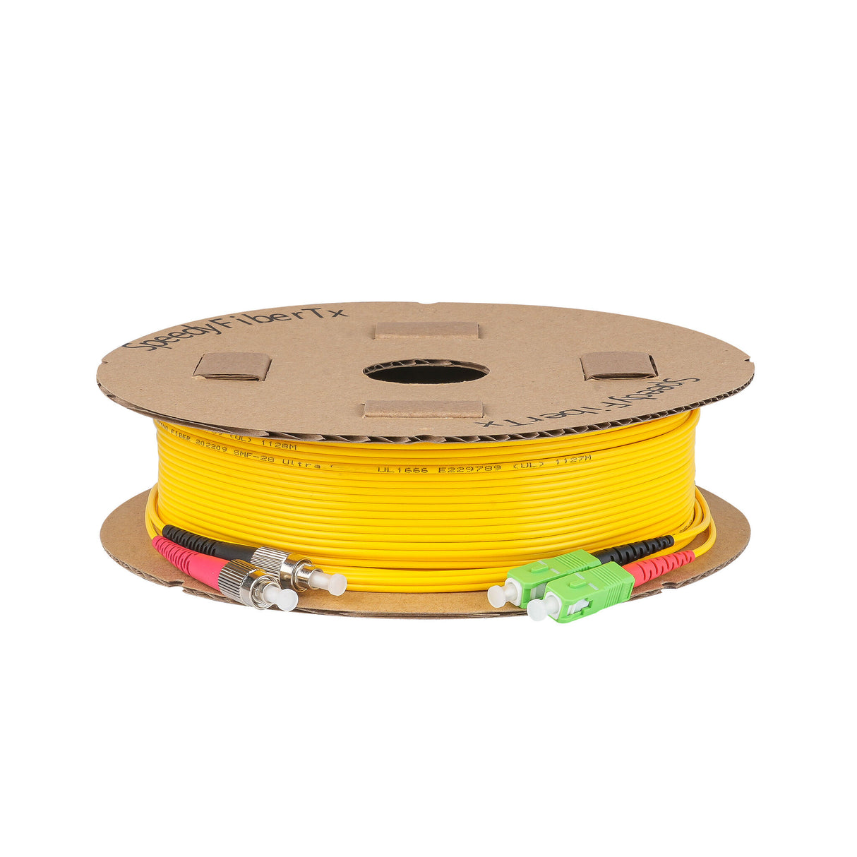 Ultra Low Loss 0.1dB SC/APC to FC/APC Single-mode Duplex Fiber Patch Cable | Corning SMF-28 Ultra Fiber | Red and Black Boots | OS1/OS2 Compatible | OFNR Jacket