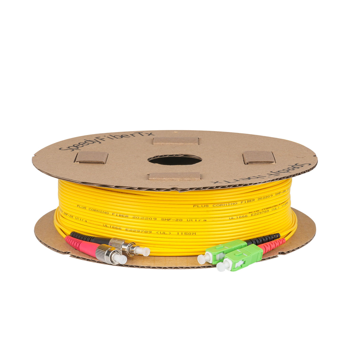 Ultra Low Loss 0.1dB SC/APC to FC/UPC Single-mode Duplex Fiber Patch Cable | Corning SMF-28 Ultra Fiber | Red and Black Boots | OS1/OS2 Compatible | OFNR Jacket