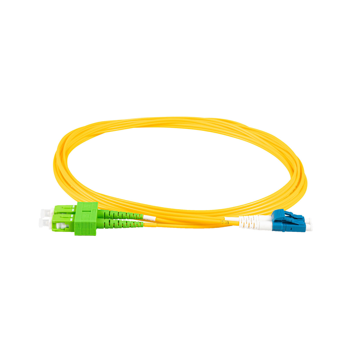 TAA Compliant Fiber Patch Cable | 0.2dB SC/APC to LC/UPC Single-mode Duplex  | Corning SMF-28 Ultra Fiber | OS1/OS2 Compatible | OFNR Jacket