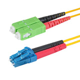 Ultra Low Loss 0.1dB SC/APC to LC/UPC Single-mode Duplex Fiber Patch Cable | Corning SMF-28 Ultra Fiber | Red and Black Boots | OS1/OS2 Compatible | OFNR Jacket