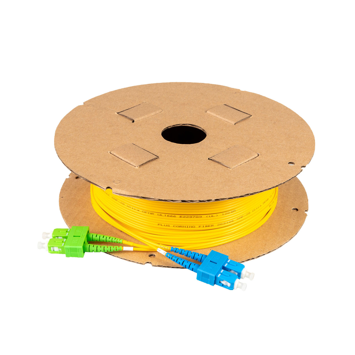 TAA Compliant Fiber Patch Cable | 0.2dB SC/APC to SC/UPC Single-mode Duplex  | Corning SMF-28 Ultra Fiber | OS1/OS2 Compatible | OFNR Jacket