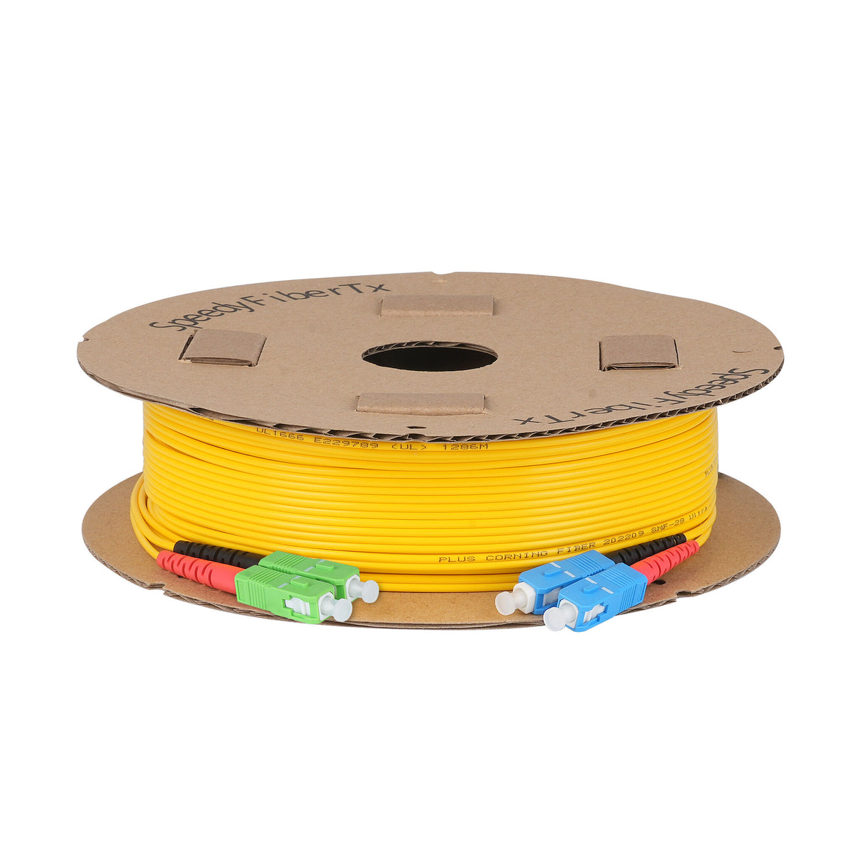 Ultra Low Loss 0.1dB SC/APC to SC/UPC Single-mode Duplex Fiber Patch Cable | Corning SMF-28 Ultra Fiber | Red and Black Boots | OS1/OS2 Compatible | OFNR Jacket